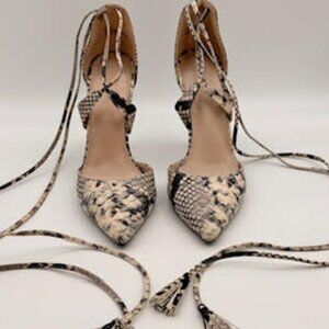 Charlotte Russe Faux Snake Print Lace-Up Stiletto Heels Women’s Size 8M
